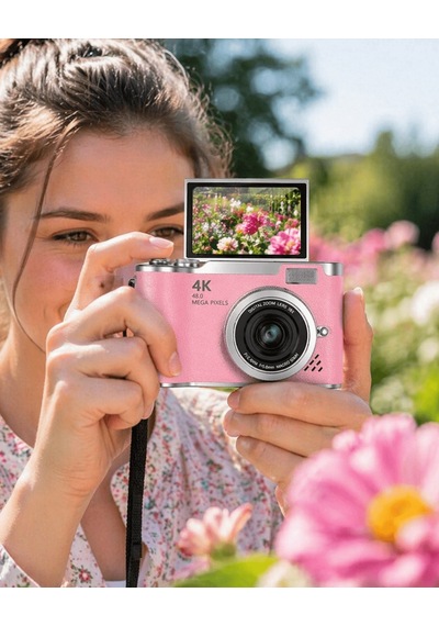 Sosyal Medya İçerik Kamera 48 Mp Hd Video Flip Ekranlı Dijital Kamera Çok Renkli