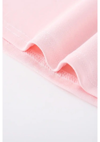 Pembe Bisiklet Yaka Basic Kadın Tişört Açık Pembe