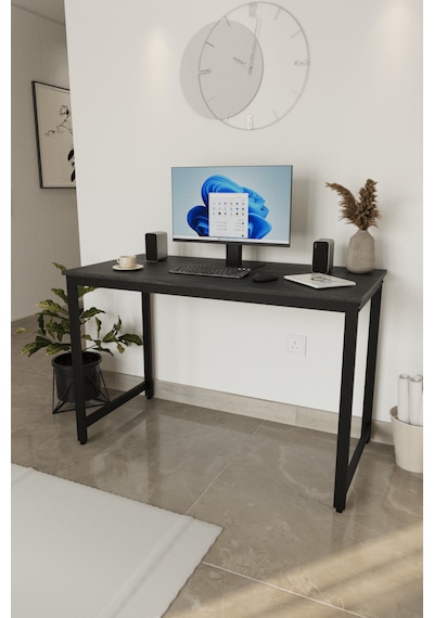 Siyah Çalışma Masası 120x60, Bilgisayar Masası, Ofis Masası, Metal Ayaklı Siyah