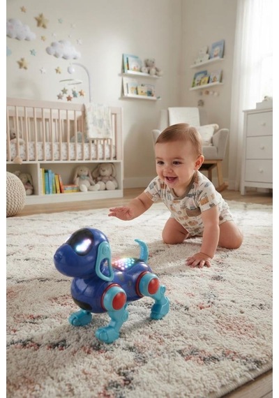 Yürüyen Robot Müzik Ve Işıklı 16 Cm Sallanan Kafalı Gerçekçi Haraketli Eğlenceli Oyuncak Köpek Mor