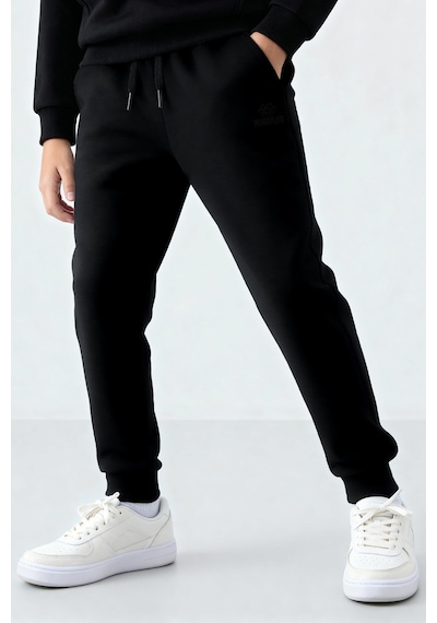 Tommylife Siyah Standart Fit Manşetli İnce Erkek Çocuk Eşofman Alt - 11205 SIYAH