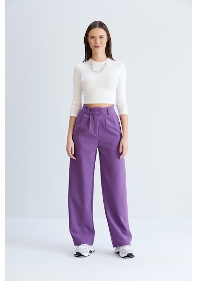 Sortie Collection Rahat Kesim Klasik Model Kumaş Pantolon Mor-mor Mor