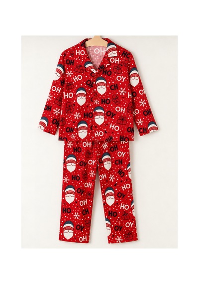 Free Beka Yılbaşı Desenli Kırmızı Uzun Kollu Önden Düğmeli Gömlek Yaka Aile Pijama Takımı Kombini Free Beka Yılbaşı Desenli Kırmızı Uzun Kollu Önden Düğmeli Gömlek Yaka Aile Pijama Takımı Kombini