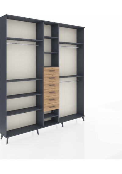 Arges Dolap 10 Raflı 6 Çekmeceli 3 Askılı 220x30x243 Antrasit-antrasit/çam Antrasıt/atlas Çam Arges Dolap 10 Raflı 6 Çekmeceli 3 Askılı 220x30x243 Antrasit-antrasit/çam Antrasıt/atlas Çam