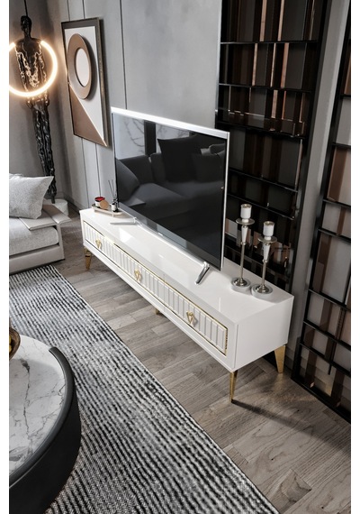 180 CM KLAS MDF MEBRAN KAPAK EKRU GOLD