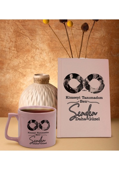 Bk Gift Kimseyi Tanımadım Ben Atatürk Temalı Pembe Sert Kapaklı Defter Ve Middle Kupa Seti-4, Arkadaşa Hediye, Yeni İş Hediyesi, Doğum Günü Hediyesi