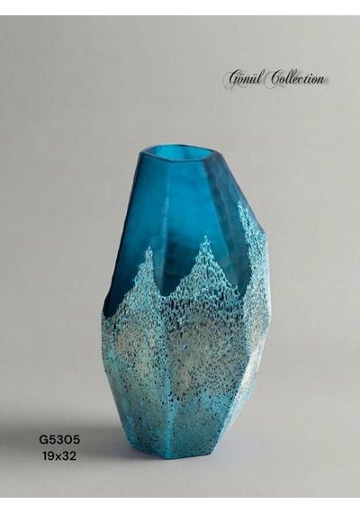Gönül Mutfak Dekoratif Cam Vazo 19x32 Cm Turkuaz