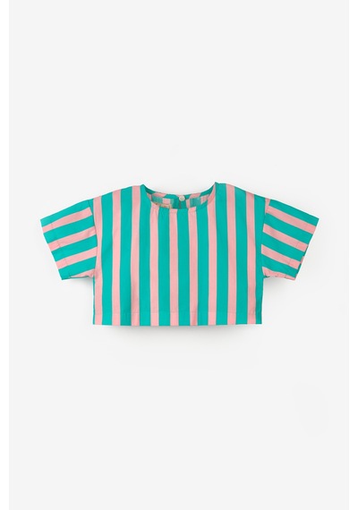 Le Mabelle Mint Çizgili Kız Çocuk Crop Etek İkili Takım - Cora Mint