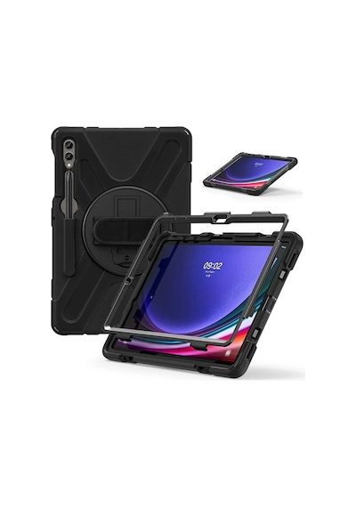 Samsung Galaxy Uyumlu, X610 Tab S9 Fe Plus 12.4 Kılıf Amazing Tablet Kapak - Siyah