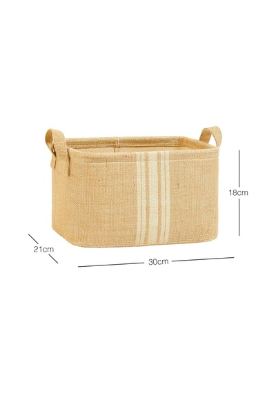 Ocean Home Textile Çizgili Jüt Sepet 30 X 21 X 18 Cm Genel