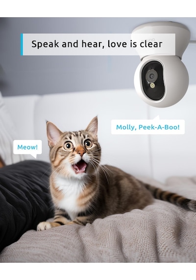 Pet Kamera 2k, 360 Kapalı Güvenlik Kamerası, Telefon Uygulamalı Köpek Kamerası, Ev Güvenliği İç Mekan İçin