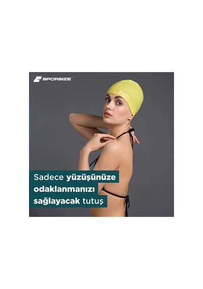 Silicone Swimming Cap - Deniz Ve Havuz Silikon Yüzücü Bonesi Pudra