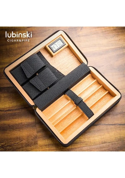 Lubinski Deri-silikon Seyahat Puro Çantası Humidor Siyah/lacivert