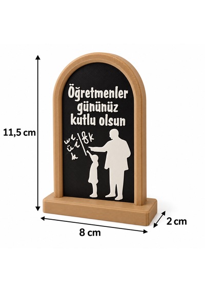 Öğretmenler Günü Atatürk Ve Öğrenci Figürlü Masa Süsü 11,5 X 8 X 2 Cm 3d Baskı Çok Renkli