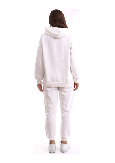 Winmoda34 Boyfriend Oversize Eşofman Takımı Kapüşonlu BEYAZ