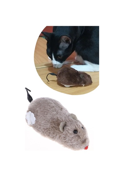 Roichil Kurmalı Kedi Eğitim Oyuncağı Tüylü Peluş Fare Yakalama İnteraktif Sevimli Eğlenceli Oyuncak
