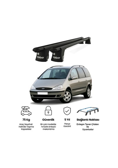 Trio-ı Ford Galaxy 2001-2005 Uyumlu Siyah Kilitli Ara Atkı 135cm Port Bagaj Tavan Barı