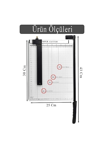 Giyotin Kağıt Kesme Makinesi A4 Metal Kollu Tablalı A5-a4 Ayarlanabilir Sürgülü Paslanmaz Kaliteli