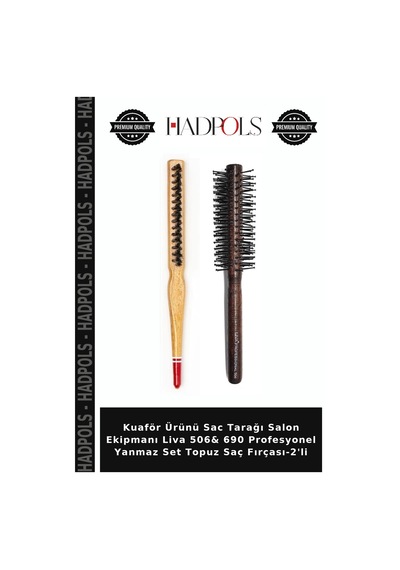 Kuaför Ürünü Sac Tarağı Salon Ekipmanı Liva 506& 690 Profesyonel Yanmaz Set Topuz Saç Fırçası-2'li