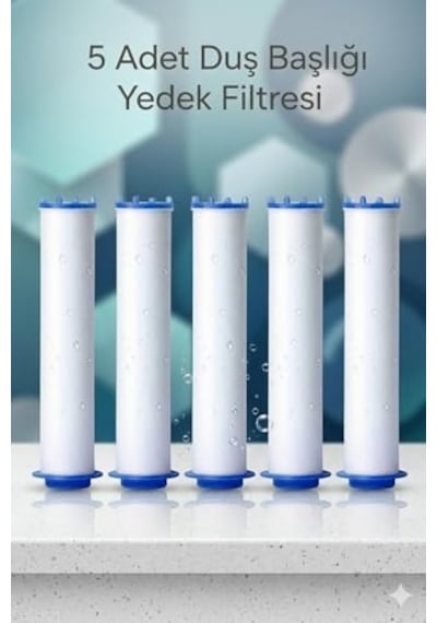 Ahlez Filtreli Duş Başlığı, 5 Yedek Filtreli, Yüksek Basınçlı, Klor Ve Kireç Önleyici, Su Arıtmalı