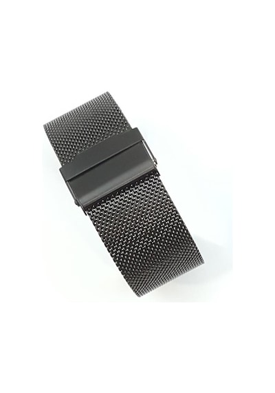 Hasır Kol Saat Kordonu Siyah Çelik Çift Kilit 24 Mm Ø1,90 Mm