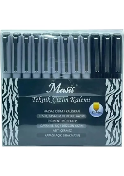 Teknik Çizim Kalemi 12 Li Teknil Çizim Kalem Seti Siyah