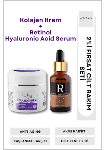 Retinol Içeren Leke Ve Kırışıklık Karşıtı, Aydınlatıcı Ve Yenileyici Yüz Serumu & Collagen Krem