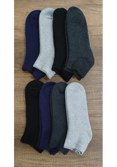 Leement Socks Dikişsiz Kışlık Kalın Havlu Patik Çorap 8 Çift Pamuklu Siyah