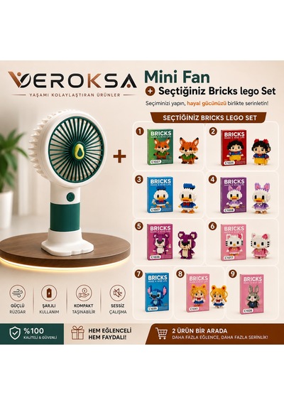 Yeşil Mini Fan + Seçtiğiniz Bricks Set