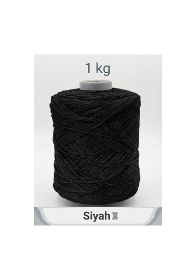 Premium İnce Cotton Zincir Makrome İpi Siyah 1 Kg - 2 Mm Çanta Runner İpi