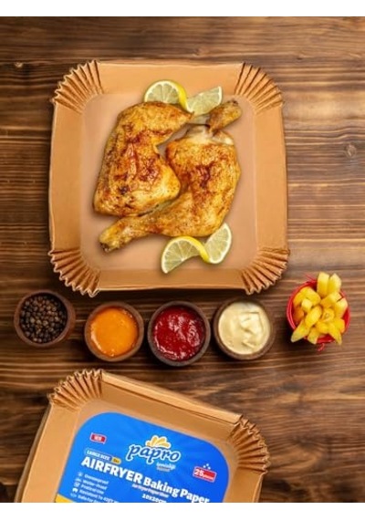 Airfryer Pişirme Kağıdı, Fritöz Yağlı Kağıdı, Yanmaz Kağıt Xxl Uyumlu 50 Adet Kare 1, Kare Büyük Boy 20