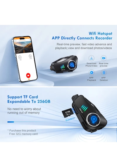 Q28 Kameralı Motosiklet Kask Intercom Kulaklık Ve Kayıt Kamerası