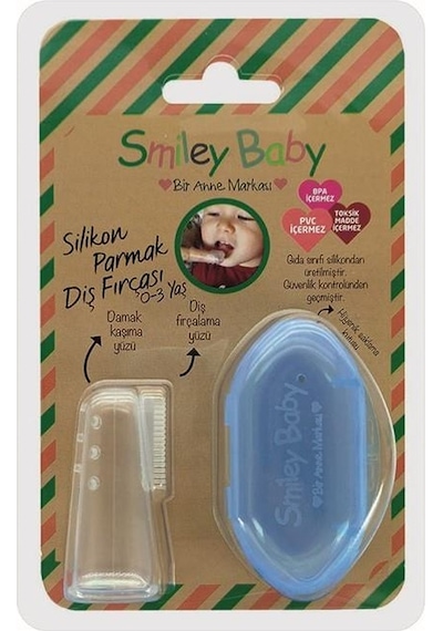 Smiley Baby Mavi Saklama Kaplı Parmak Fırça
