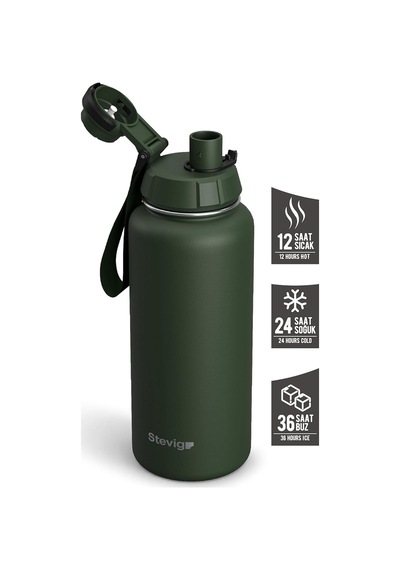 Stevig 1 Hand Leak-proof Sızdırmaz Çelik Termos 1000 Ml Green St-215 Çok Renkli