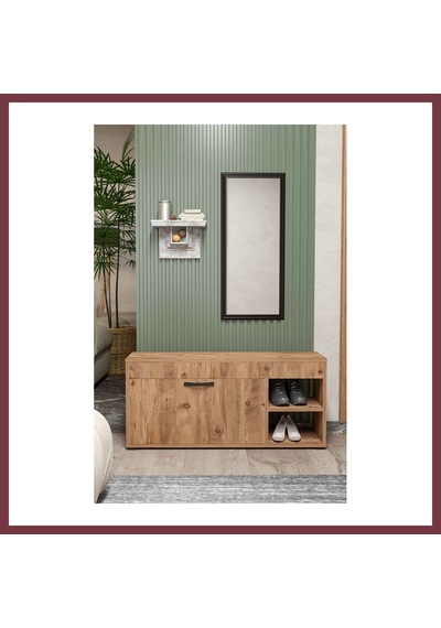 Storeşahin Ayakkabılık Dolabı Kahverengi 90 Cm Shn0720
