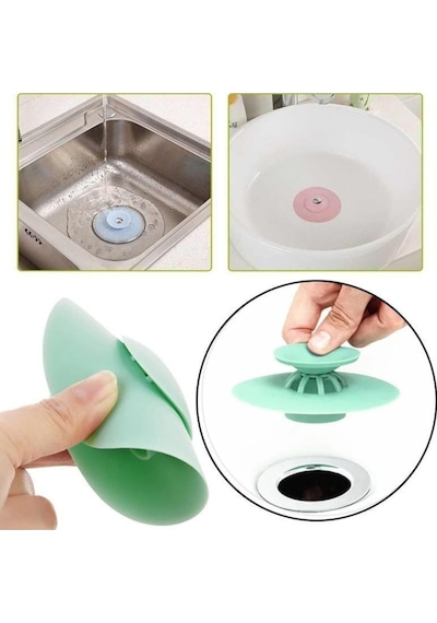 Basmalı Silikon Lavabo Tıkacı Küvet Banyo Gider Tıkacı Tıpası Süzgeçli Silikon Diğer