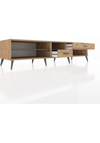 Kronos Tv Ünitesi 2 Raflı 2 Çekmeceli 220x59x51 Çam-antrasit/çam Antrasıt/atlas Çam - Atlas Çam Kronos Tv Ünitesi 2 Raflı 2 Çekmeceli 220x59x51 Çam-antrasit/çam Antrasıt/atlas Çam - Atlas Çam