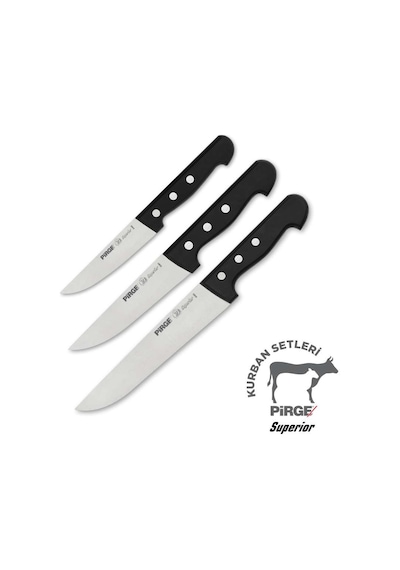 Pirge 35185 Superior Kurban Bıçak Seti 3'lü Siyah