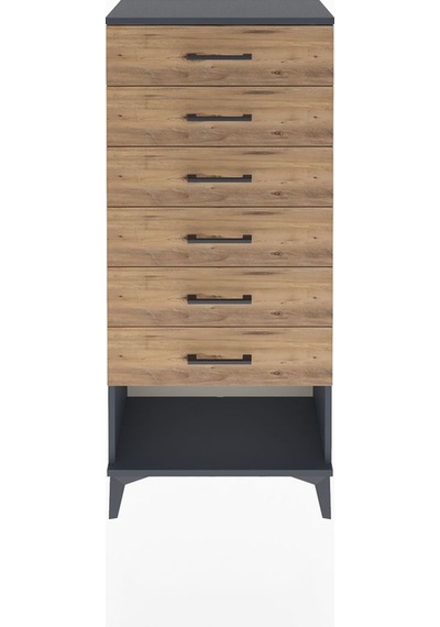 Arges Dolap 6 Çekmeceli 60x30x134 Antrasit-çam Antrasit