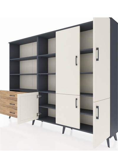 Arges Dolap 11 Raflı 3 Çekmeceli 5 Kapaklı 220x30x163 Antrasit-ay Antrasit-aytaşı/çam Arges Dolap 11 Raflı 3 Çekmeceli 5 Kapaklı 220x30x163 Antrasit-ay Antrasit-aytaşı/çam