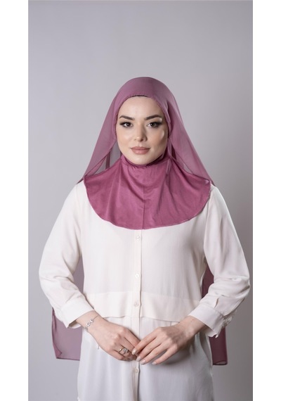 Hürrem Bone Gül Kurusu Pratik Hazır Geçmeli Şal Şifon Kumaş Hijab Bone 3009 18