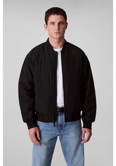Calvin Klein Erkek Tam Kalıp Kolej Yaka Bomber Ceket - Siyah Black