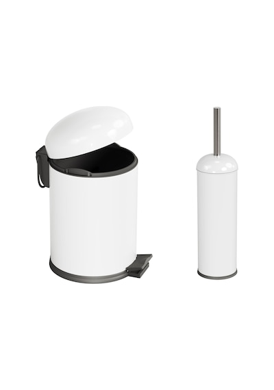 Aqua Bagno Smile Klozet Fırçası + Çöp Kovası 5 Lt -2 Parça Set, Beyaz