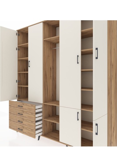 Hyperion Dolap 14 Raflı 4 Çekmeceli Tek Askılı 220x44x243 Çam-aytaşı/çam Çok Renkli Hyperion Dolap 14 Raflı 4 Çekmeceli Tek Askılı 220x44x243 Çam-aytaşı/çam Çok Renkli