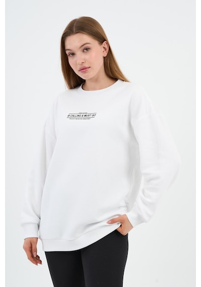 Alexander Gardi İçi Polarlı Baskı Detaylı Sweatshırt B23-37401 Beyaz