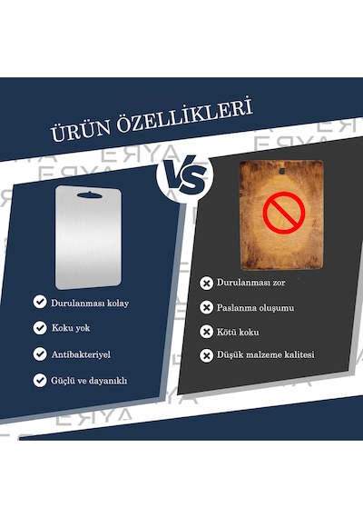 Paslanmaz Çelik Antibakteriyel Kesme Tahtası 23x34 cm