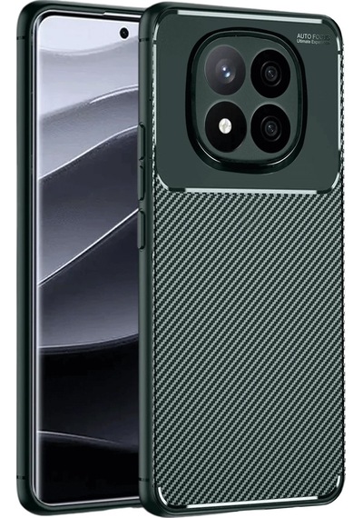 Mey İthalat Redmi Note 14 Pro Plus Kılıf Auto Focus Karbon Kapak - Koyu Yeşil Çok Renkli