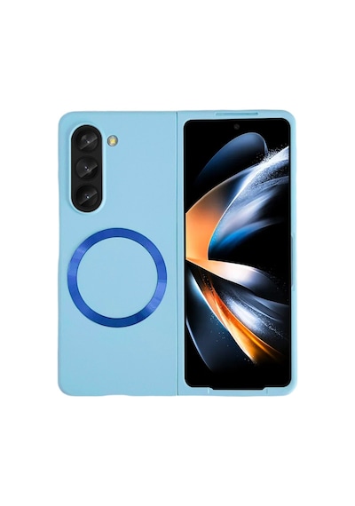 Samsung Galaxy  Uyumlu,  Z Fold 5 Kılıf Mata Fold Kapak - Sierra Blue