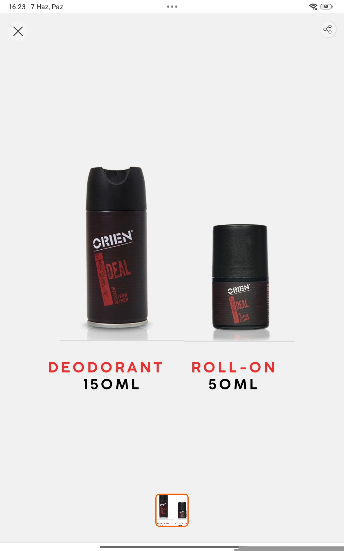 Orien Men Ideal Deodorant150ml&roll-on 50ml