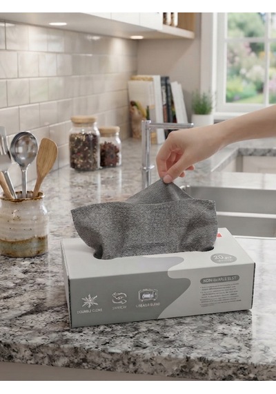 Mucit Home Yıka Kullan 20 Adet Mikrofiber Kutulu Temizlik Bezi Süper Emici Kullan At Toz Bezi Pembe